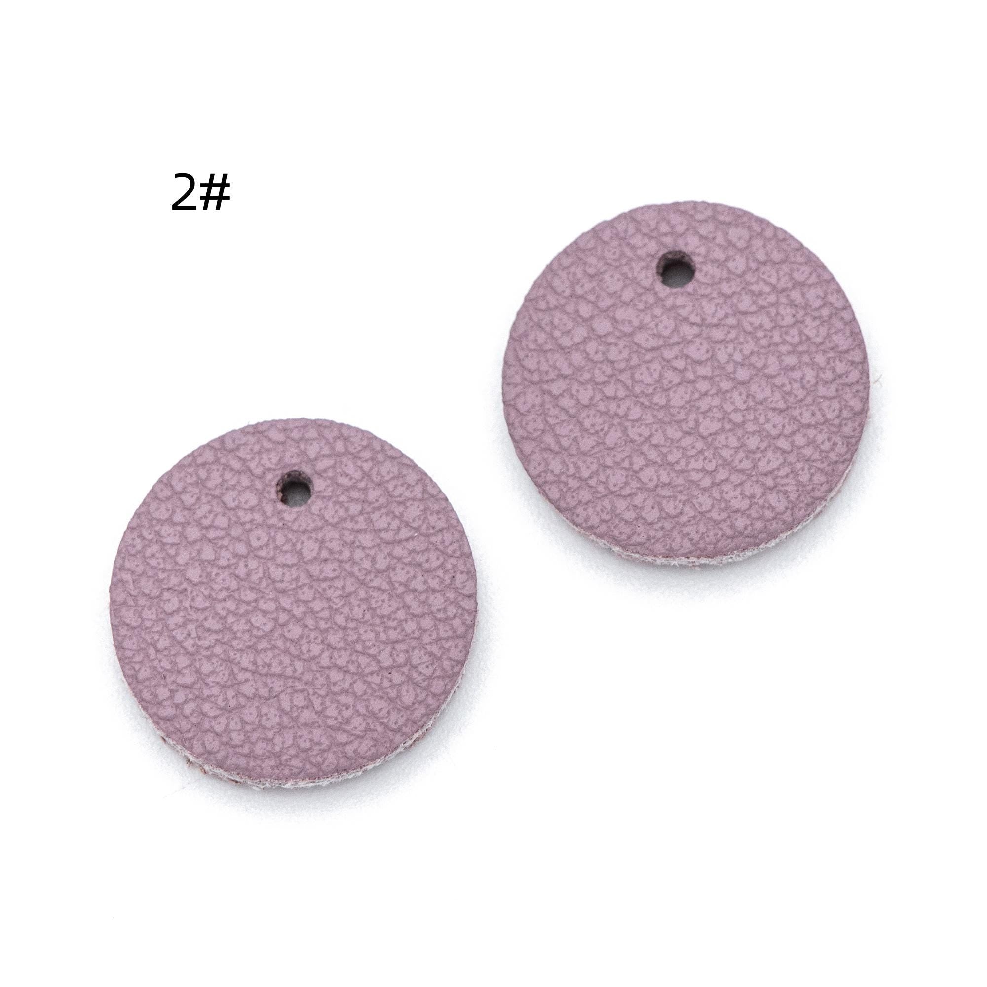 10pcs Genuine Leather Round Charms 15mm, Flat Coin Disc Geometric Pendants, DIY Components for Earrings, (FB-062)